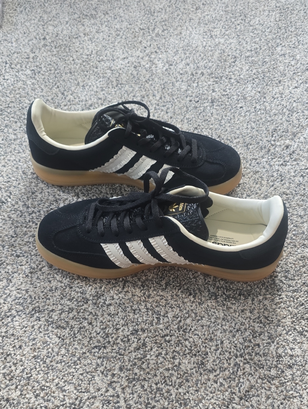 Adidas Originals Gazelle Suede Gum Sole Ruffle Three Stripe Black Sneakers 7.5